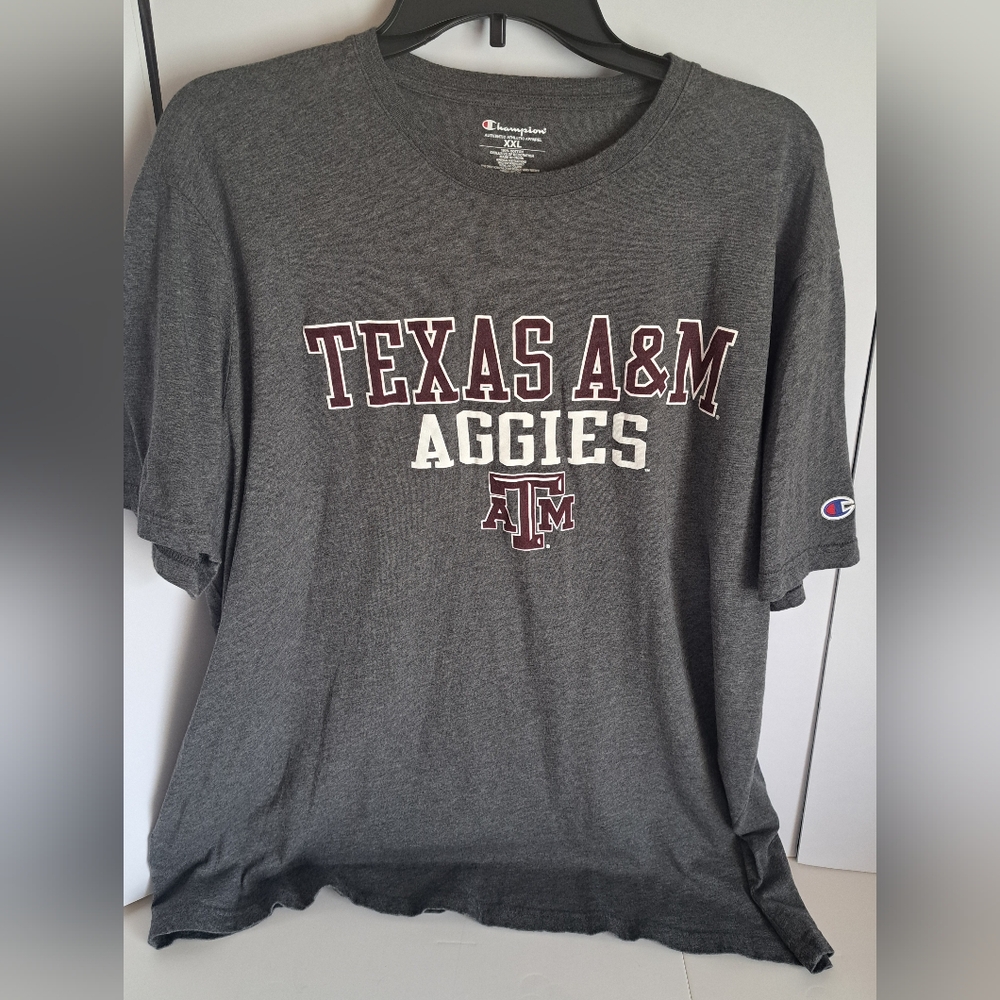 Texas A&M Aggies Champion Short Sleeve Shirt Men's Size XXL Gray EUC